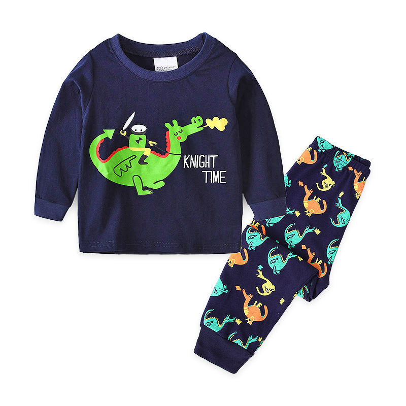 2022 new children's home clothes set dinosaur children's clothes cross border children's clothes