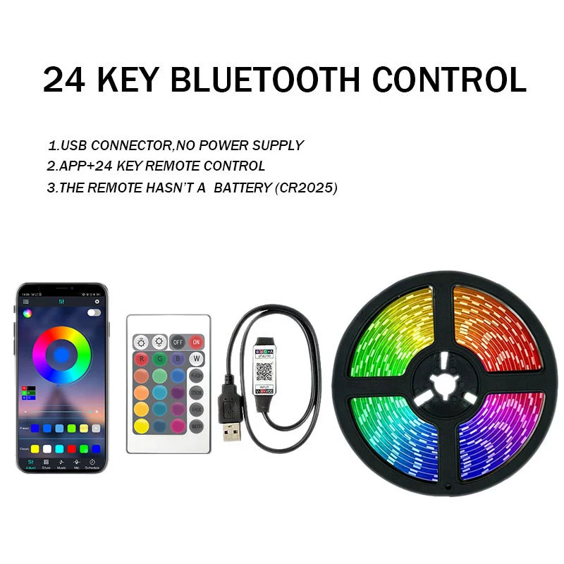 Световая лента LED SMD5050 RGB (DC 5V USB), пульт и Bluetooth контроллер, варианты длиной от 0,5 до 10 м