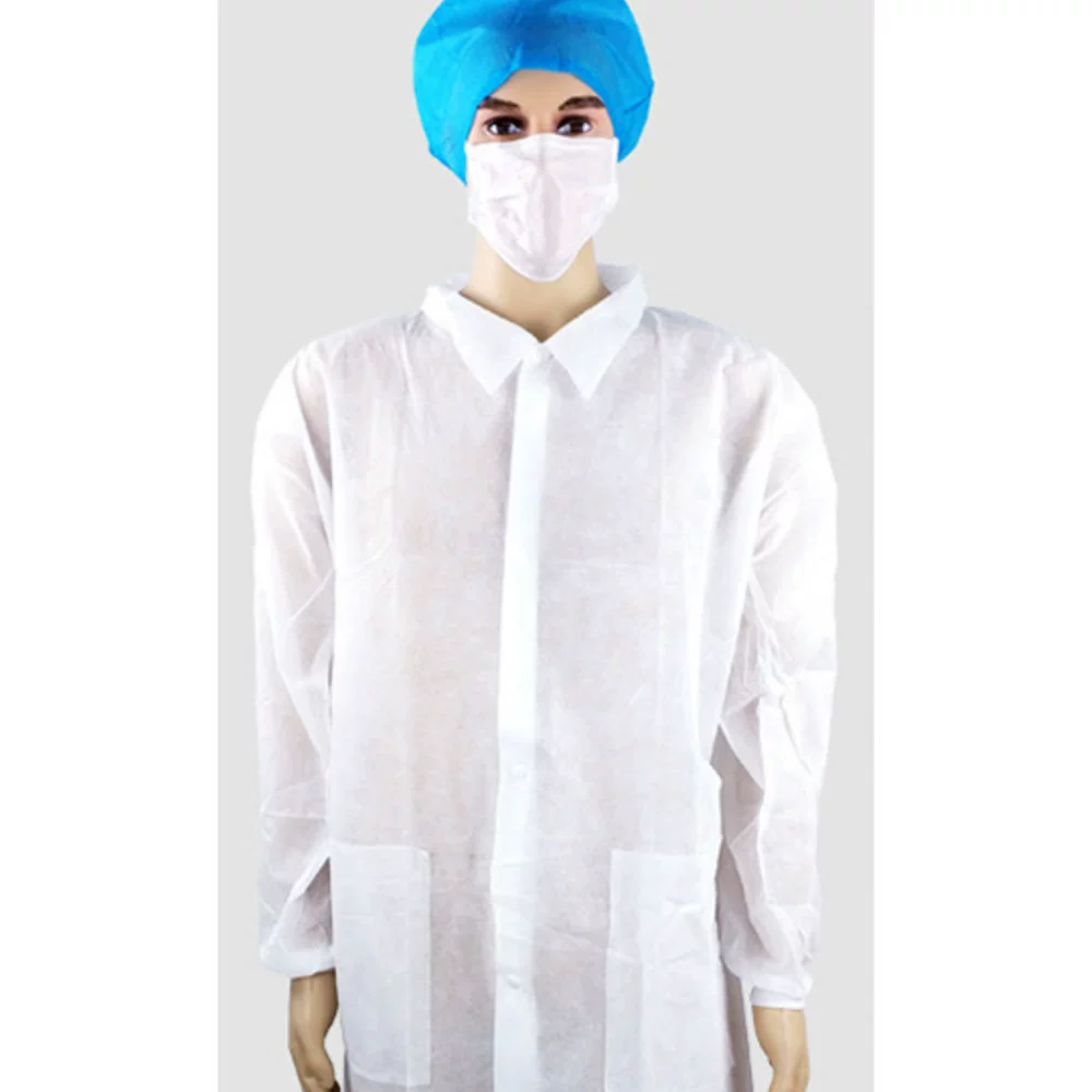 Прямая поставка с фабрики, Нетканая Водонепроницаемая одноразовая рабочая одежда, лабораторный халат, нетканый полипропилен, белое пальто, посещающая одежда