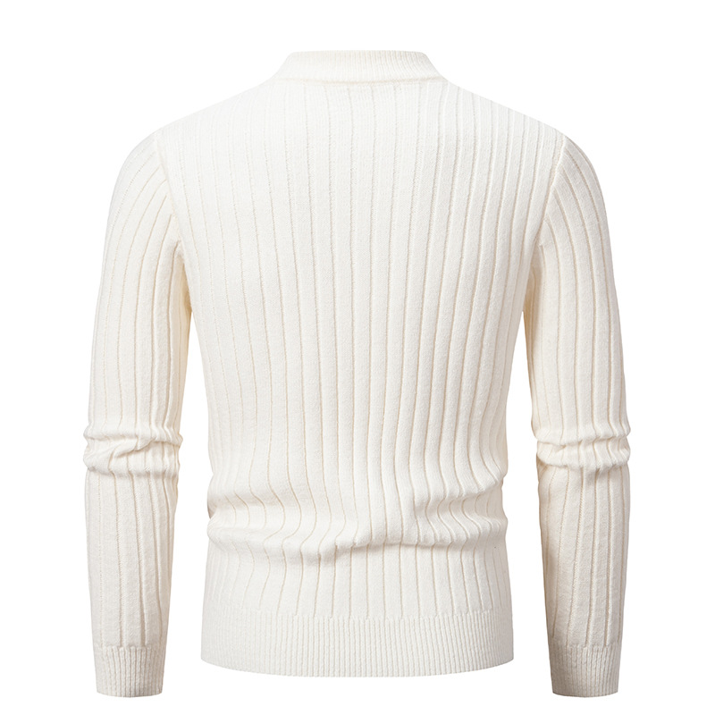 Men's Clothing Men's Slim Fit Mock Neck Sweater - Soft Knit Pullover With Classic Solid Color For Casual & Layering (White, Black, Red, Beige, Blue)_voghion.com