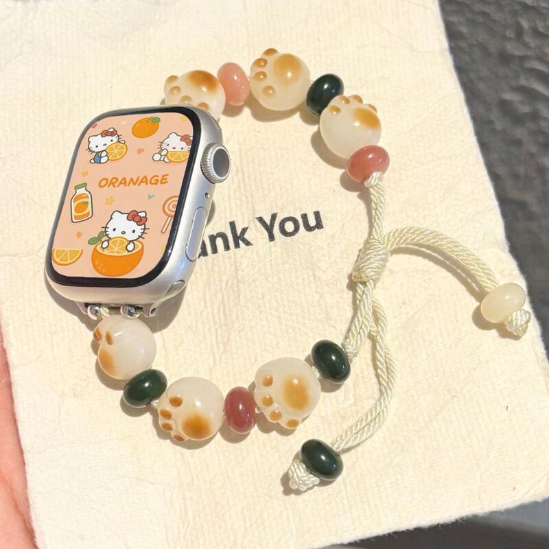 Great Value for Money, Suitable for Huawei 8/9/10 Generations, Cute Cat Paw Beaded Braided Rope Watch Strap, Universal for Apple Watch S10/Se