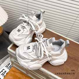 欧货松糕厚底增高网面透气老爹鞋女2026新款系带运动休闲潮鞋