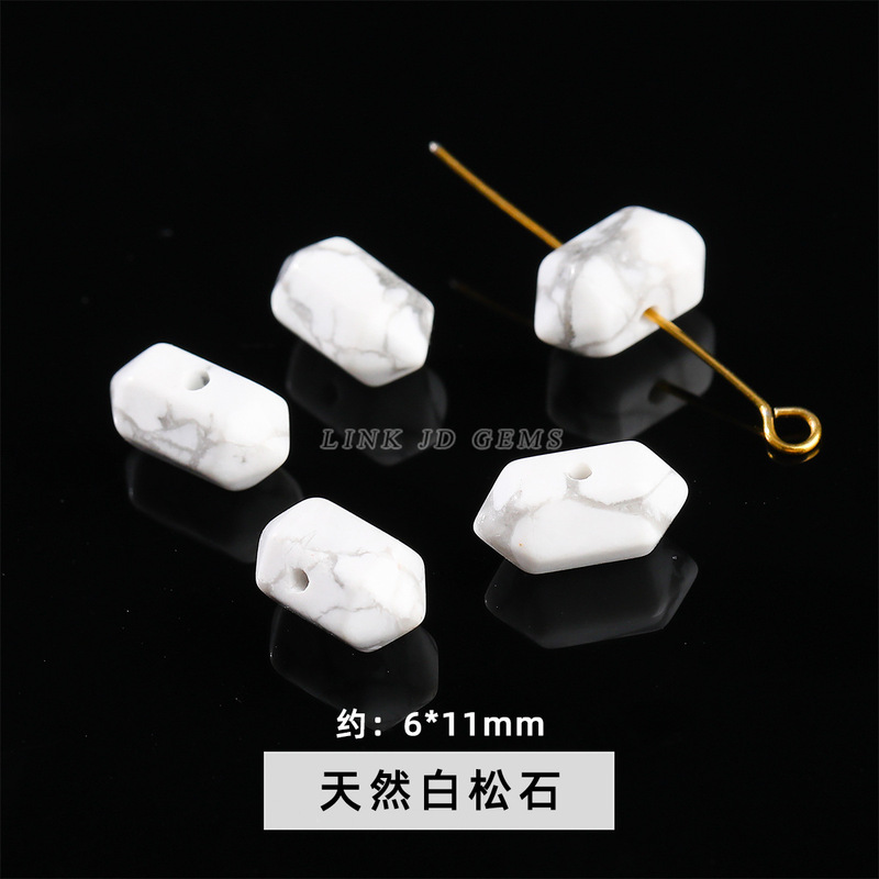 晶德珠宝 天然水晶玉石中孔六角柱单颗合集手工diy饰品配件半成品|undefined