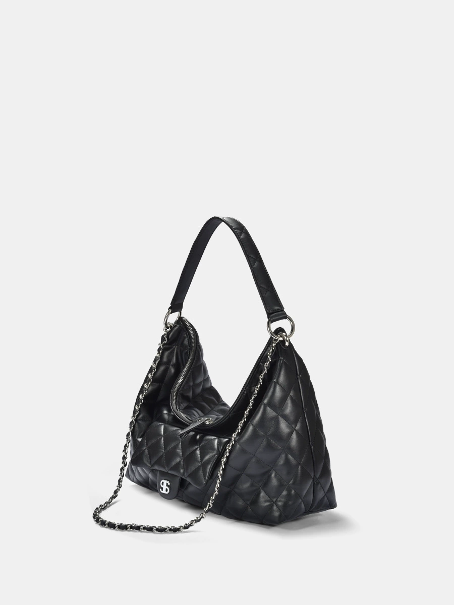 Handheld leather universal one-shoulder bag with diamond pattern, Chanel style, chain bag