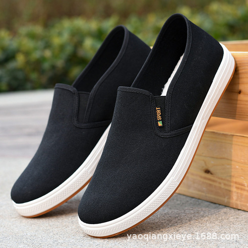 Low-top Men's Canvas Shoes  Autumn Style Old Beijing Canvas Shoes Men's Casual Shoes Slip-on Factory Direct Sale