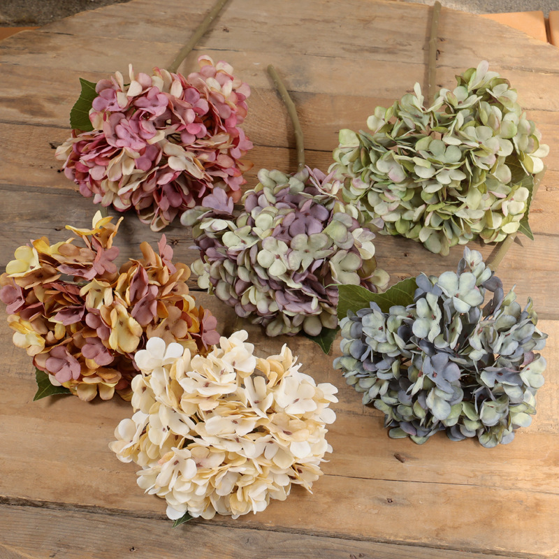 Cross-Border Popular Small Single Hydrangea Oil Painting Hydrangea Autumn Hydrangea Thin Floral Flakes Autumn Hydrangea Wholesale