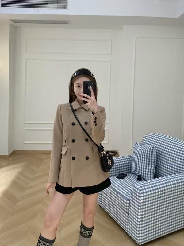 高品质~秋冬短款风衣女轻职风优雅干练翻领双排扣女装上衣外套女|undefined