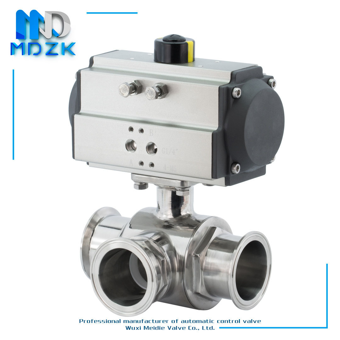 MDZK-AT气动卫生级球阀 气动卫生级三通球阀 三通快装式食品级