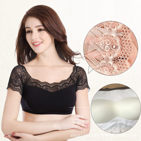 Mother's Underwear Women's Large Size Non-rimless Gathered Back Lace Middle-aged and Elderly Bra Sports Vest Tube Top