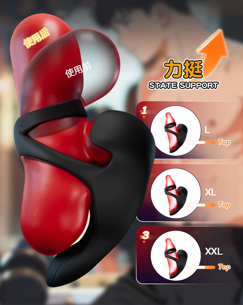 App-Controlled Vibrating Cock Ring with Remote Scrotum Restraint, Silicone — detail image 13