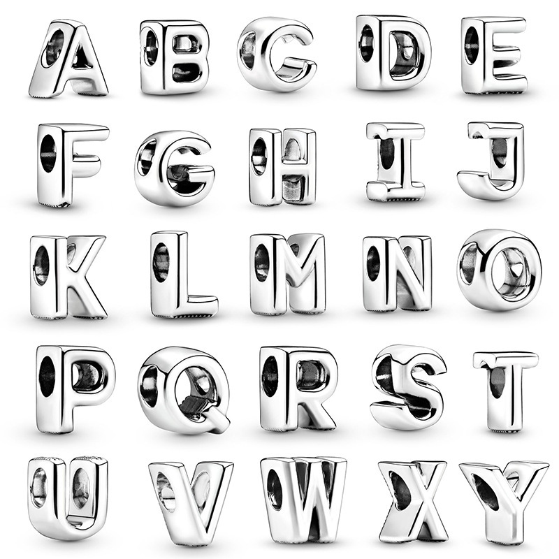 Silver diy Jewelry Accessories Personality Simple 26 English Letters Random Combination Bracelet Beaded Beaded Accessories