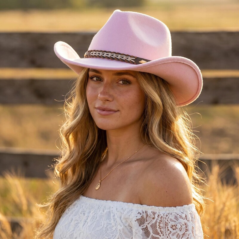 Cross-Border Best-Selling Western Cowboy Hats for Men and Women, Large-Brimmed Woolen Hats, Sun Protection, Retro Fashion Travel Hats