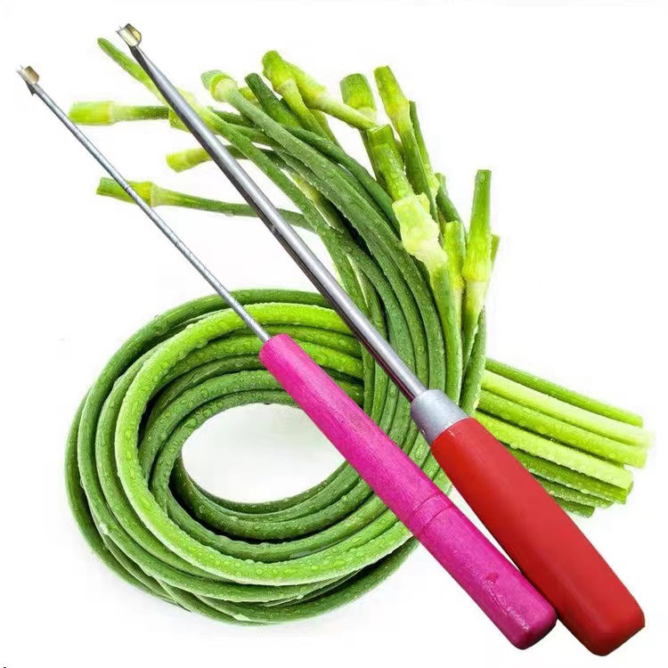 农用工具铜头蒜苔刀凹槽蒜苔抽拔器木把红柄收蒜苔工具剥蒜苔刀子