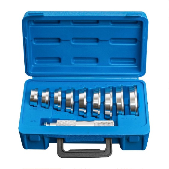 10 piezas de herramientas de desmontaje de peeling oblicuo, desmontaje de cojinetes de ruedas, bujes, manguito de goma, herramienta de presión, reparación de automóviles, protección de automóviles