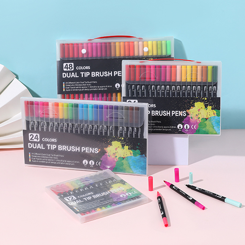 Amazon de doble cabeza suave acuarela pluma gancho línea de color Marcos suministros de arte regalo de los niños pintura traje transfronterizo