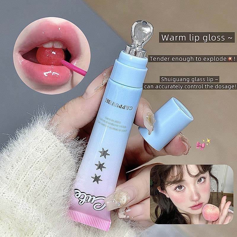 Cappuvini Warm Lip Glaze Moisturizing Fake Plain Face White and Tender Daily Student Warm Lip Glaze Beauty Makeup
