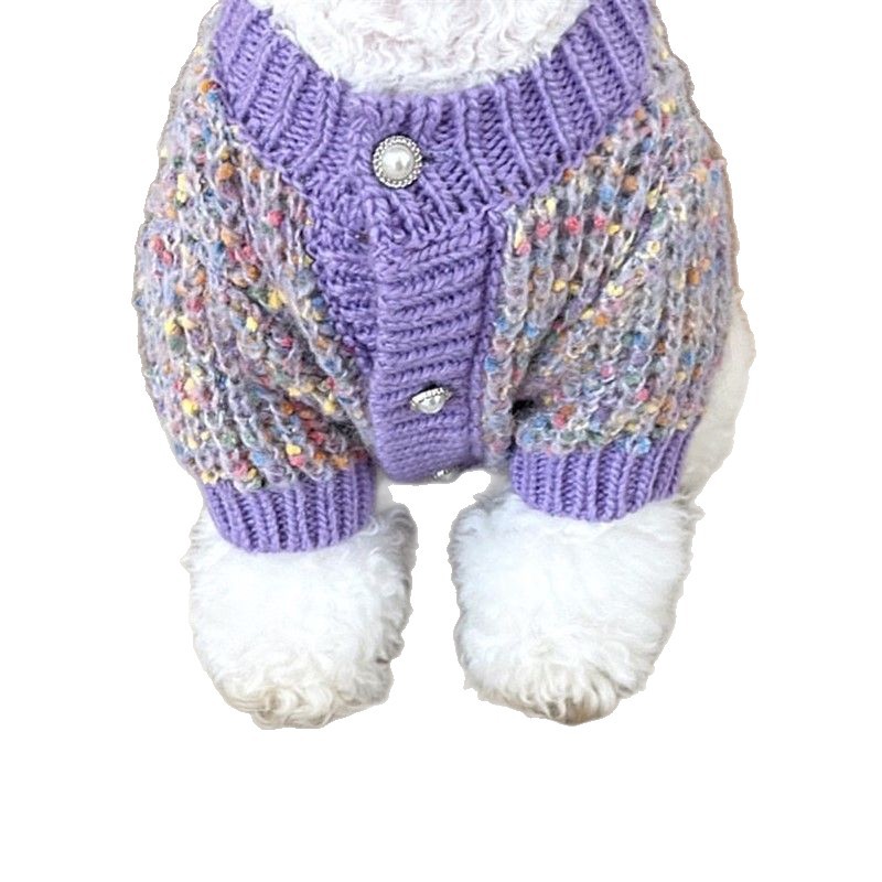 Xiaoxiangfeng kæledyrsstrikket hundetrøje Teddy Yorkshire kattetøj Lille hvalp Bichon Frise efterårs- og vintertøj