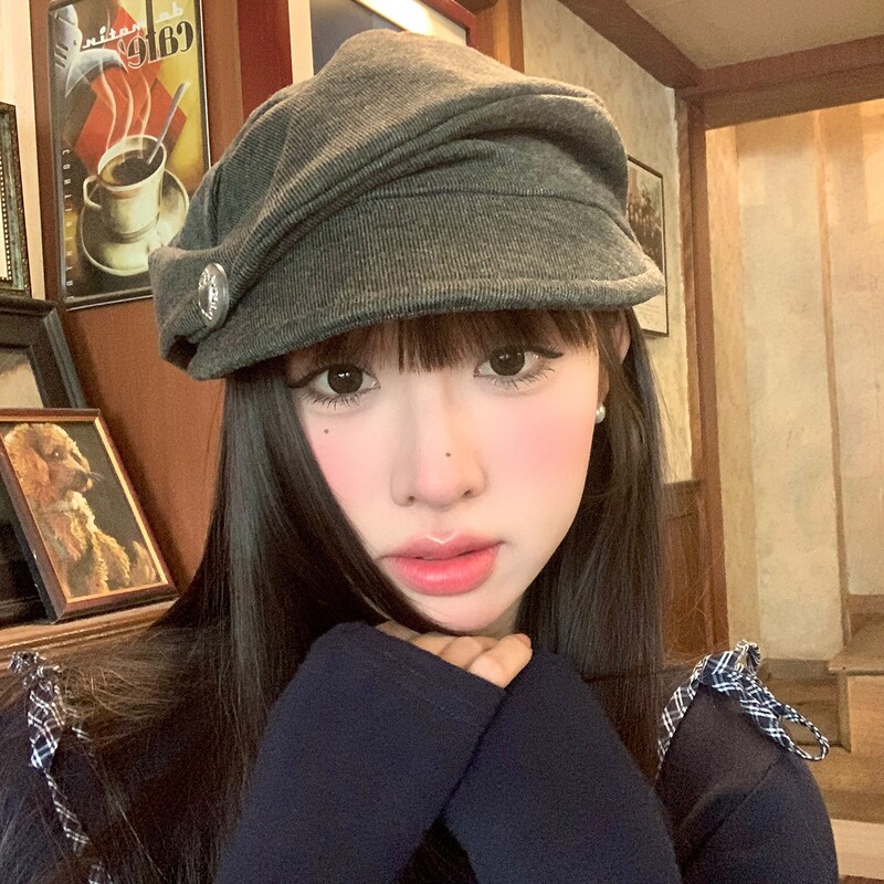 日系复古高级感贝雷帽女早秋文艺百搭褶皱堆堆帽简约显脸小画家帽|undefined