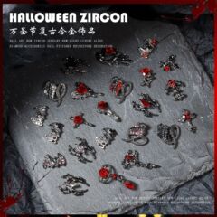 Internet celebrity new dark punk style Halloween series nail art accessories Crow Heart Cool Girl Dark Series Wholesale