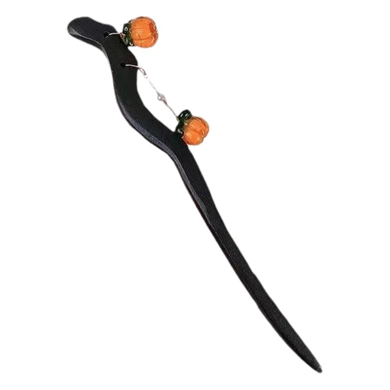 Caqui Ruyi ~ de alta calidad updo horquilla estilo antiguo hanfu tocado simple cheongsam accesorios horquilla de madera accesorios para el cabello de las mujeres