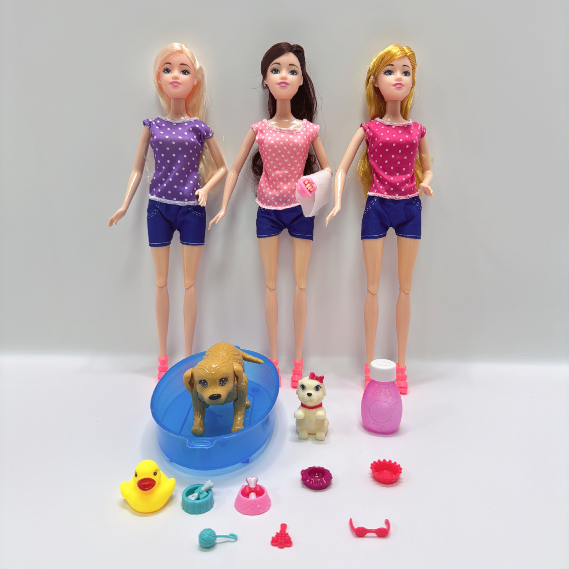 Cross-Border Hot Selling 11inch Barbie Dolls Princess Dress-Up Dolls Puppy Bath Series Training Institution Gifts