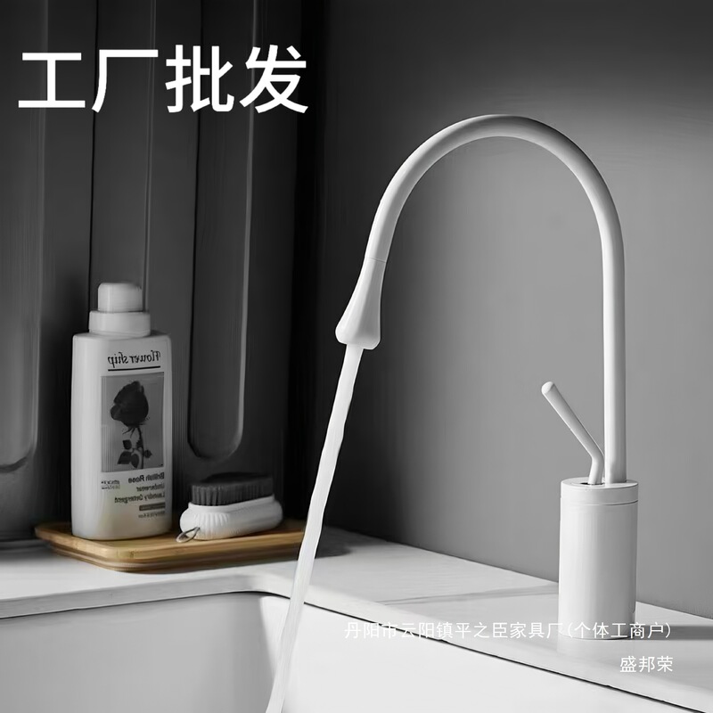 Factory Direct Sales Cross-Border Stainless Steel Water Drop Faucet Bathroom Cabinet Rotating Countertop Basin Bathroom Simple Hot and Cold Surface