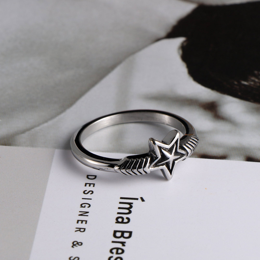 All Seasons Season Unisex Gender Wholesale Jewelry Hip-Hop Vintage Style Star Titanium Steel Polishing Rings