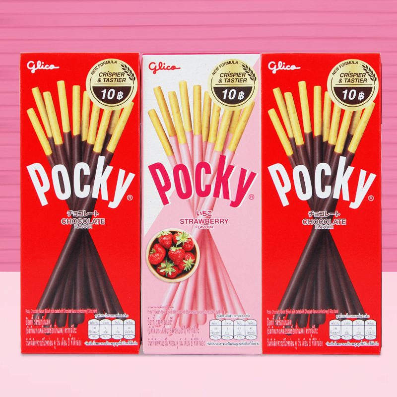 Pocky涂层饼干巧克力奶油曲奇抹茶草莓味22g办公室休闲零食批发