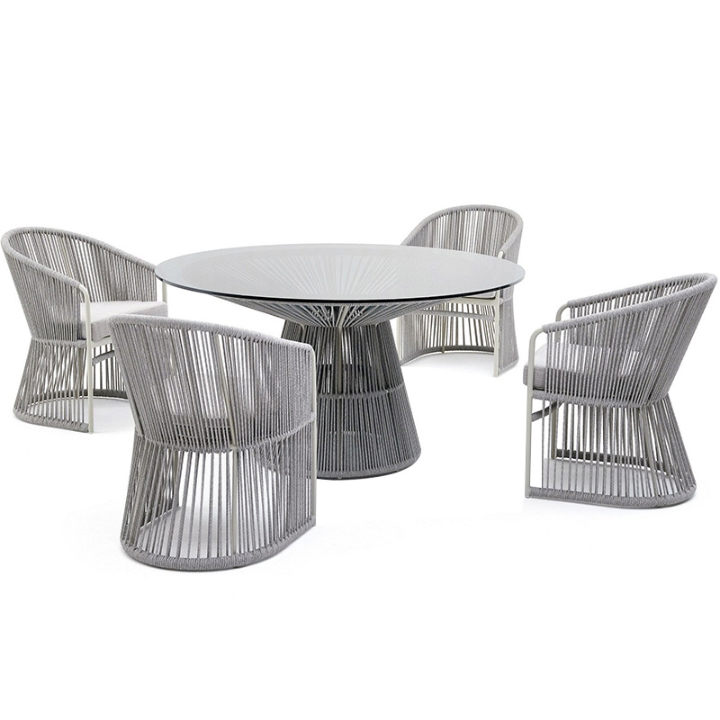 Mesa y silla de caña de ocio al aire libre balcón patio combinación de tres piezas jardín al aire libre mesa de té silla impermeable