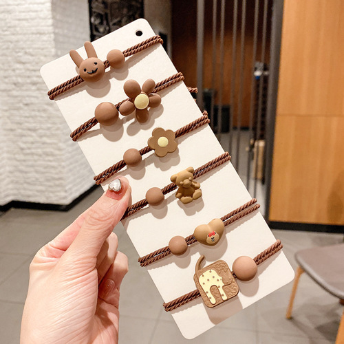 Simple bear headband hairband Korean version cartoon hairband set girls rubber band women's jewelry hair accessories wholesale