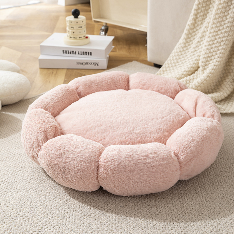 Nuevo nido para mascotas, nido para gatos con forma de pétalo, nido para perros, cama para mascotas universal para cuatro estaciones, nido de flores de felpa cálido, nido redondo