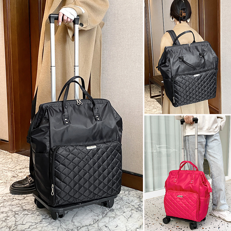 Pull Rod Backpack Double Shoulder Travel Bag Shopping Bag Detachable Portable Portable Universal Wheel Folding Pull Rod Bag Pull Rod Backpack Double Shoulder Travel Bag Shopping Bag Detachable Portable Portable Universal Wheel Folding Pull Rod Bag