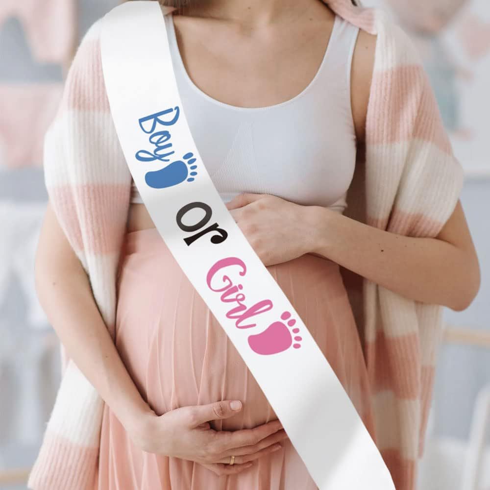 White Boy or Girl Ribbon Parents Gender Reveal Expectant Baby Baptism Ribbon Expectant Mother Baby Belt
