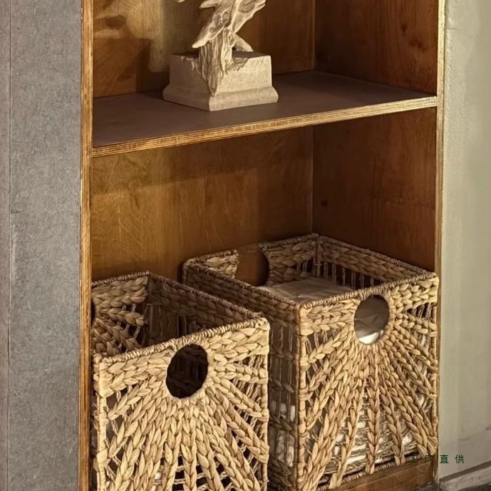 Cesta de almacenamiento de calabaza de agua tejida a mano imitación de vid, cesta de almacenamiento de algas plegable de gabinete de cuadrícula, cesta de almacenamiento