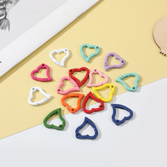 Painted Color Zinc Alloy Spring Clasp Heart-Shaped Opening Spring Ring Luggage Hardware Keychain DIY Accessory