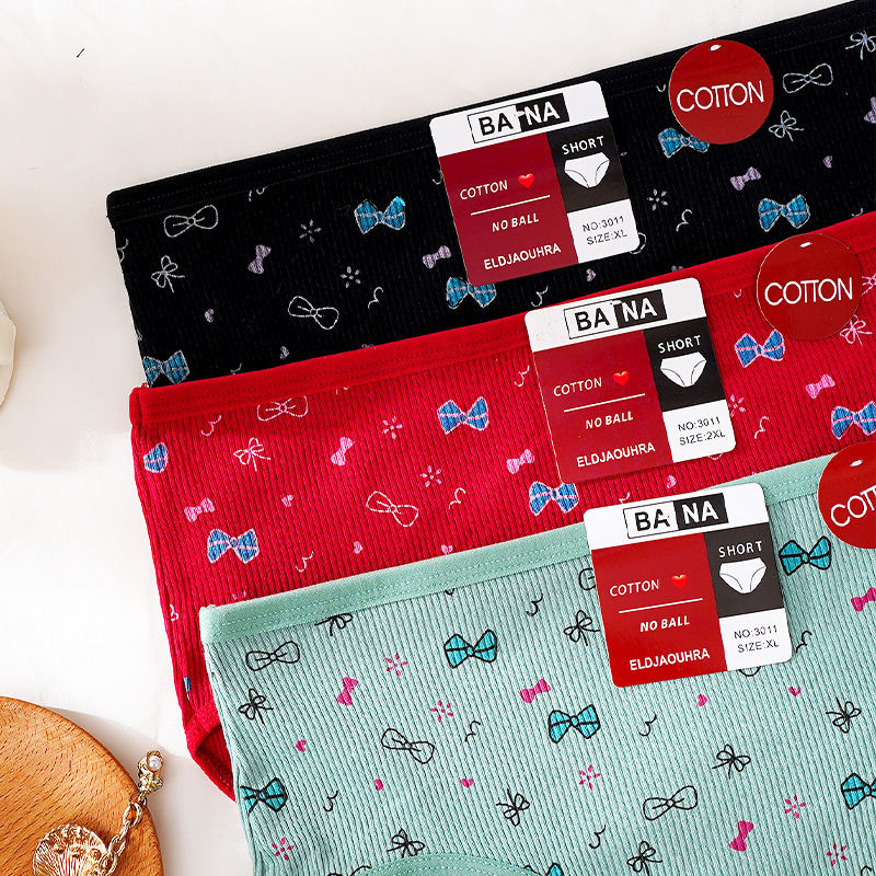 Calzoncillos de mujer de gran tamaño con hilos de calzoncillos impresos en algodón puro venta al por mayor de calzoncillos comercio exterior aumento transfronterizo de pantalones de mamá
