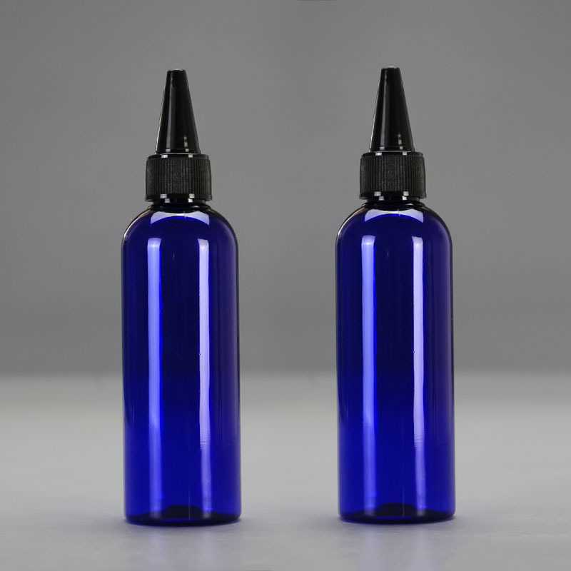 En stock 100mL botella puntiaguda botella de plástico PET transparente botella de boca pequeña botella de boca puntiaguda botella de pigmento pintado