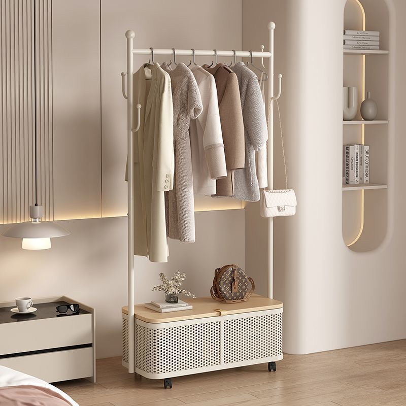 Coat Rack Simple Bedroom Cream Floor-Standing Vertical Clothes Rack Household Clothes Rack Storage Mobile Clothes Storage Rack