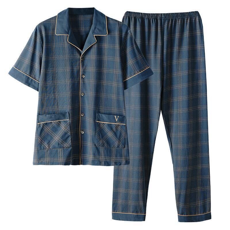 [Sensación suave] pijamas de verano para hombre 100% algodón pantalones de manga corta ropa para el hogar traje de verano para hombre