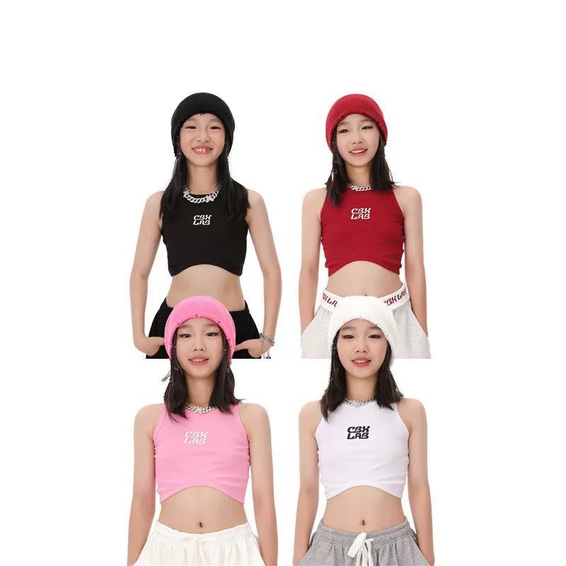 Девушки джазовый танец волновой жилет с узким пупком короткий многоцветный универсальный детский танец jazz топ