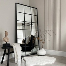 TC北欧现代简约方形壁挂室内家具全身穿衣镜铁艺复古玄关金属装饰