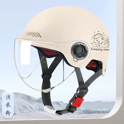 3C certified new national standard Motosiklet kaskı (dəbilqə) - 3c-mirrorless-model-l019-1-pony-beige-rainproof-windproof-and-sunshade-glasses