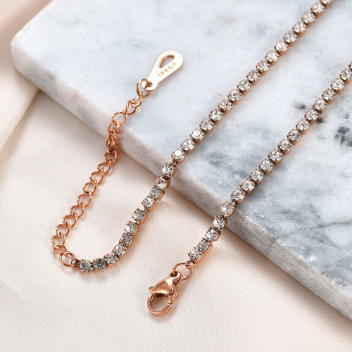 Manufacturer wholesale European and American hip-hop single row diamond zircon tennis chain 3MM copper studded diamond popular necklace street ins