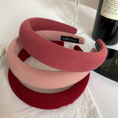 復古新款海綿發箍紅粉色系網紅高顱頂洗臉外出百搭壓發簡約頭箍韓