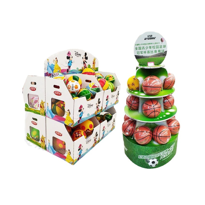 多盒群组玩具球纸堆盒展架树形圆柱篮球展示堆多层圆形纸货架特惠