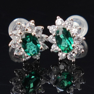 Zhou Hengfu Jewelry S925 Silver Emerald 2024 New Amazon Cross-border Natural Personality Earrings for Women