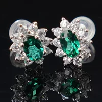 Чжоу Hengfu Jewellery S925 Серебряный Изумруд 2024 Новый Amazon трансграничная природа персонализированные серьги женщины