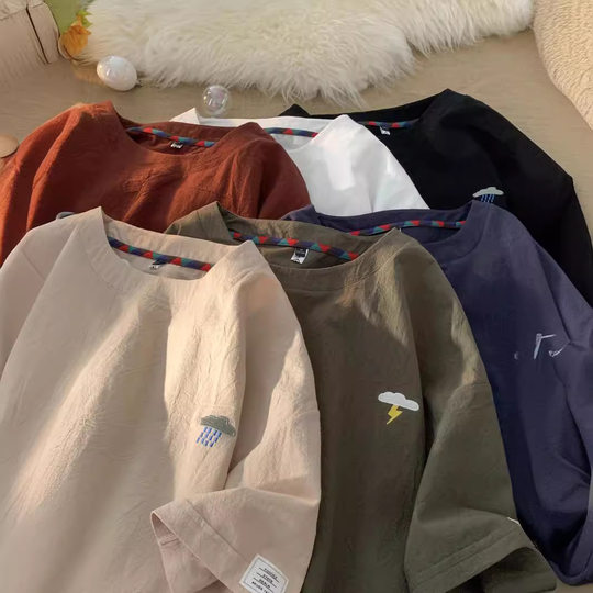 NASA Short-sleeved T-shirt Men's Summer Thin Simple Loose plus size Fashion Brand Casual Loose Half-sleeved Fashionable Top