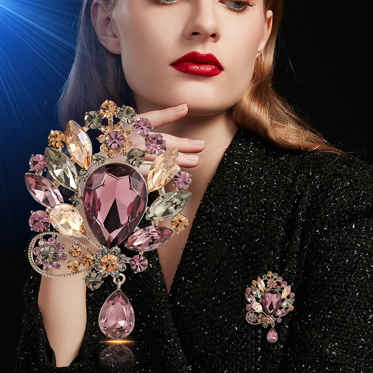 Spilla elegante con cristalli austriaci design retrò donna_voghion.com