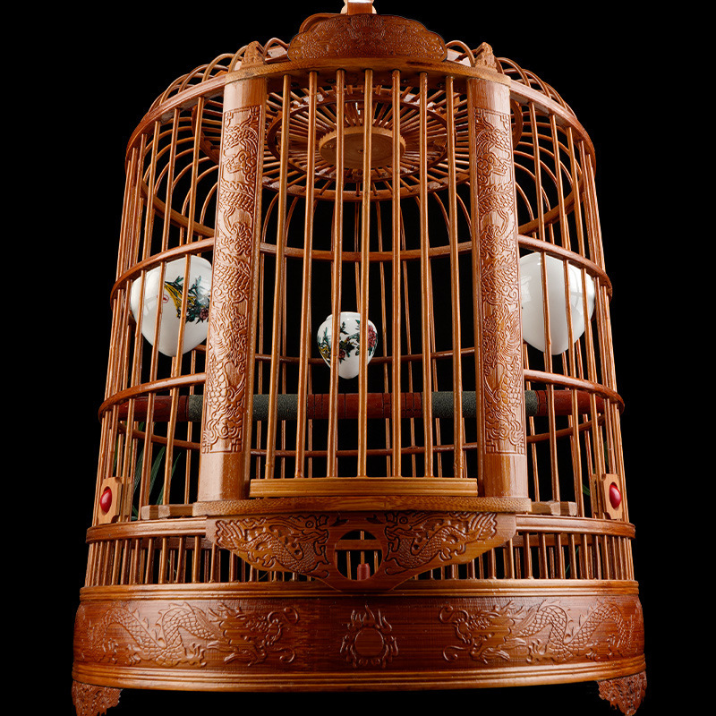 Carved Thrushcross Bird Cage Bamboo Boutique High-end Handmade Carved Deluxe High-class Large Bago Myna Bamboo Bird Cage Carved Thrushcross Bird Cage Bamboo Boutique High-end Handmade Carved Deluxe High-class Large Bago Myna Bamboo Bird Cage